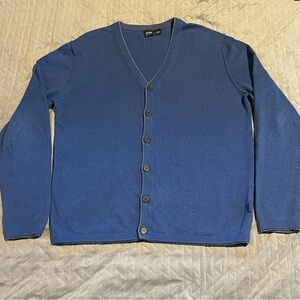 Hugo‎ Boss cardigan sweater cotton/ cashmere blend mens large EUC blue